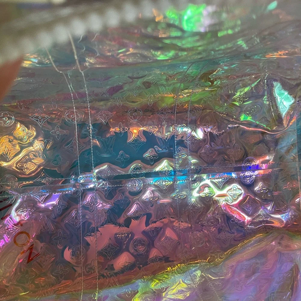 Louis Vuitton iridescent mirrored prism keepall bandouliere six 50 duffle travel